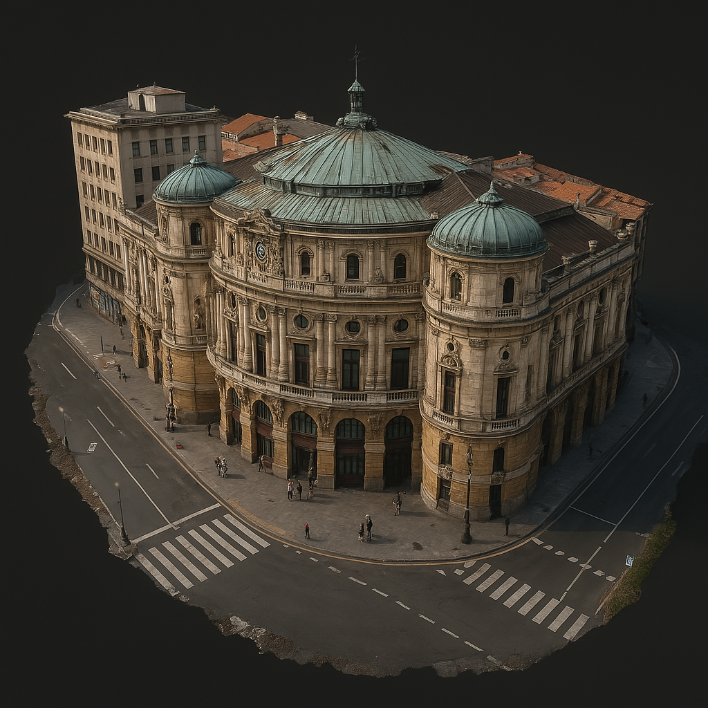 Modelo 3D de un edificio histórico generado con un dron.